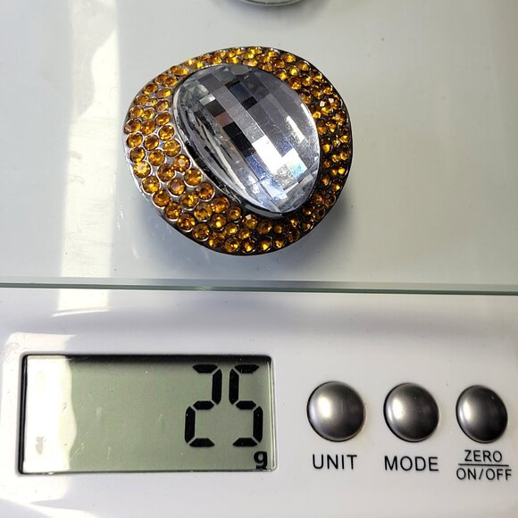 Large Yellow Rhinestone Stretch Ring - Picture 7 of 7